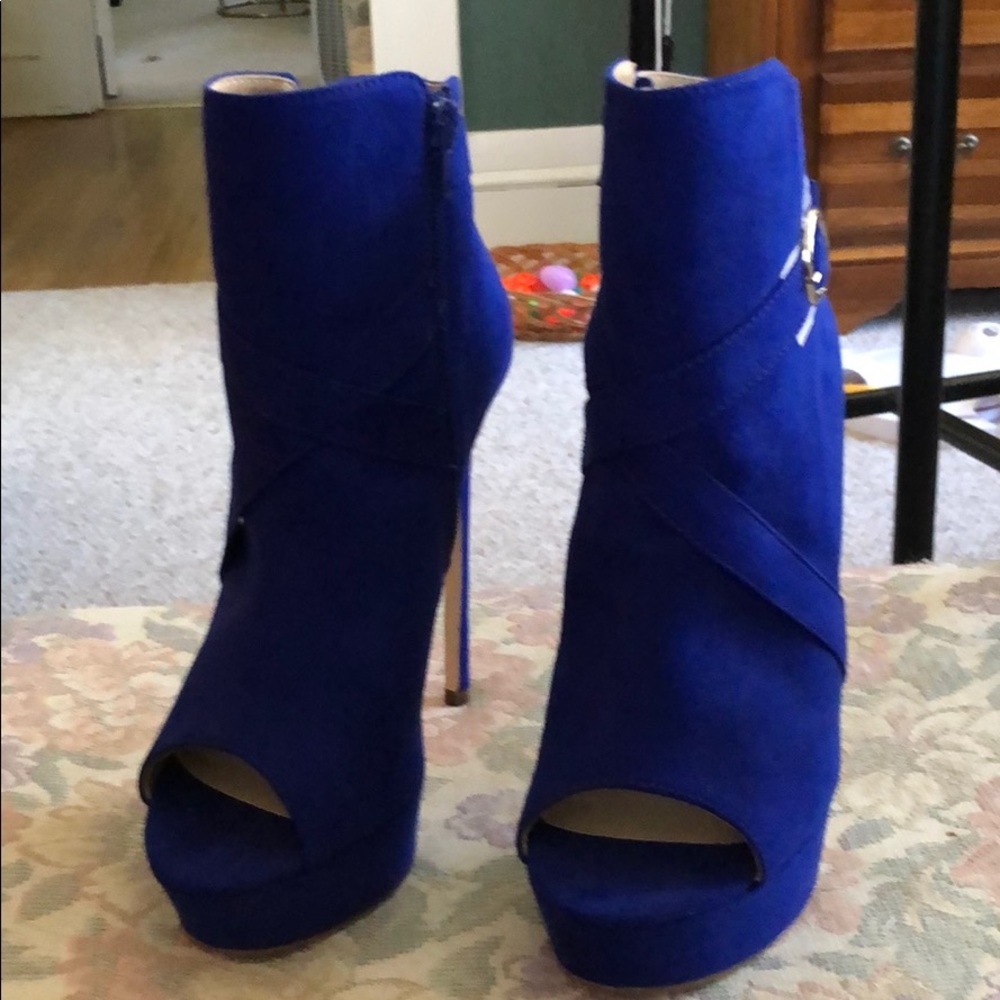 Cobalt blue stiletto booties